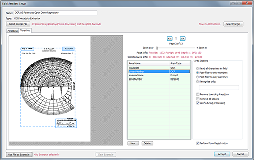 Custom capture actions for associated OCR document templates - PC screenshot
